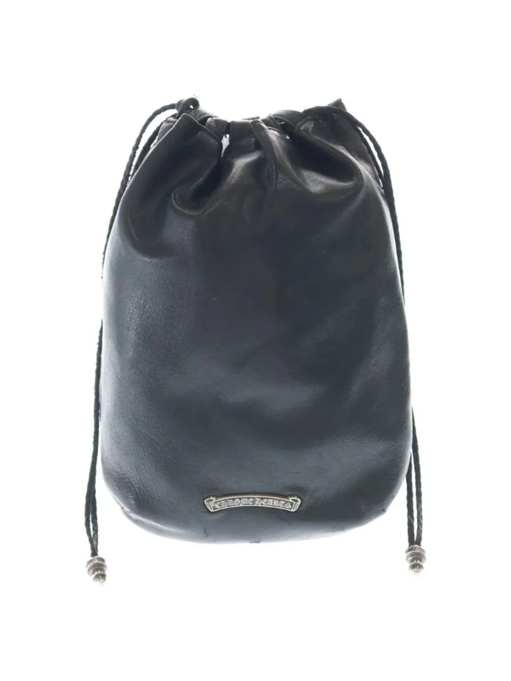 Chrome Hearts Drw Strng Sack Crs Patch Cross Drawstring Sac Leather Handbag